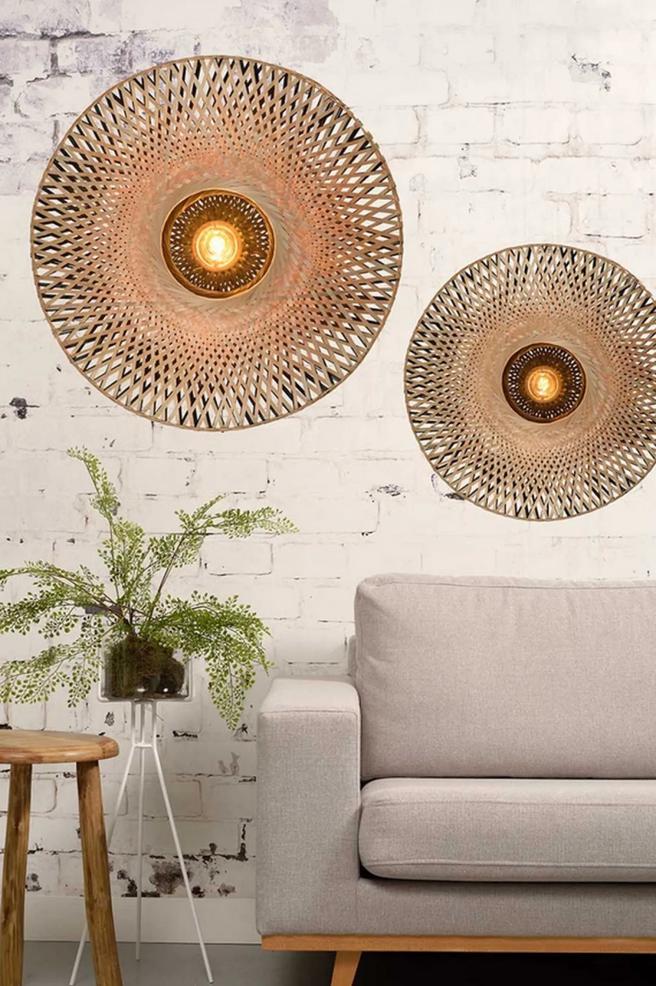 Wandlampe Kalimantan Bambusgeflecht D 87 cm