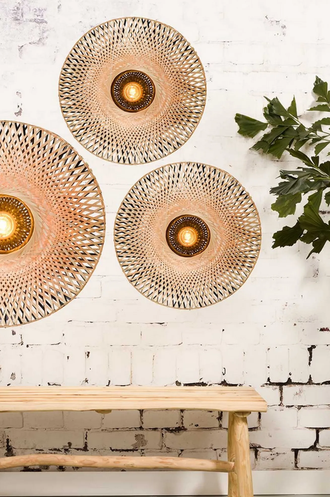 Wandlampe Kalimantan Bambusgeflecht D 87 cm