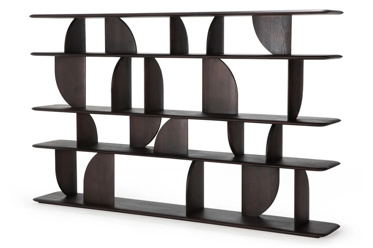 Wandregal Geometric Teak gebeizt