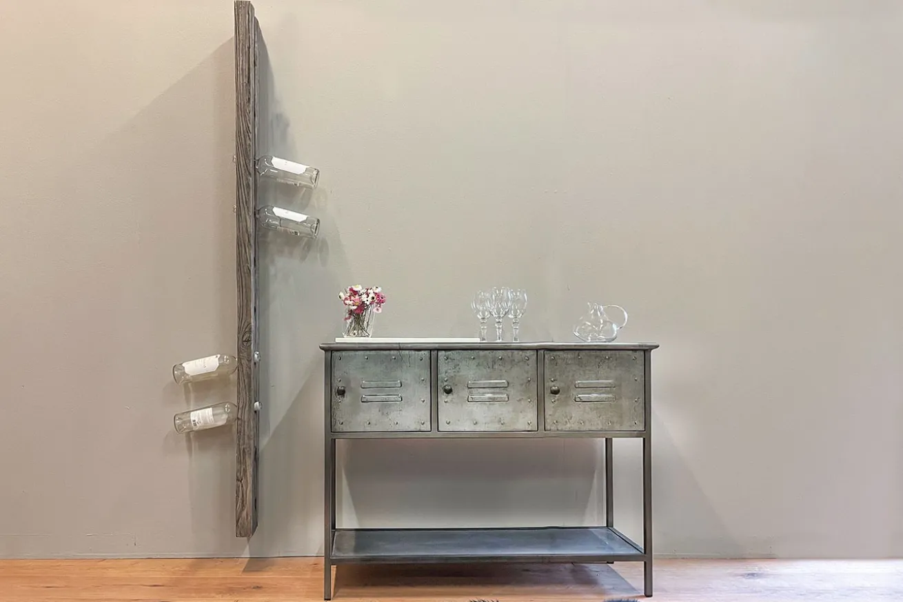 Weinregal Teak grau H 180 cm
