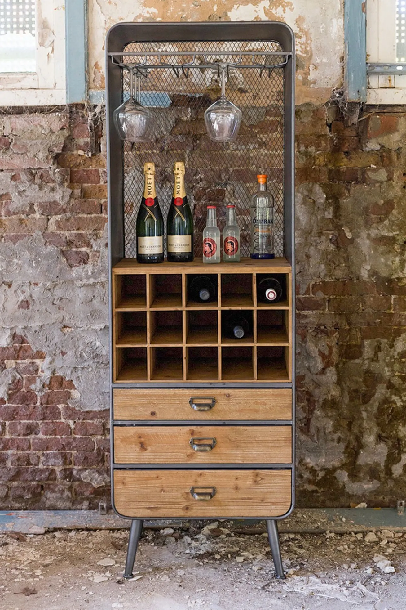 Weinregal Vino Metall Massivholz