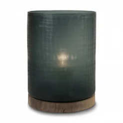Windlicht Aran auf Holzfuß smoke XL