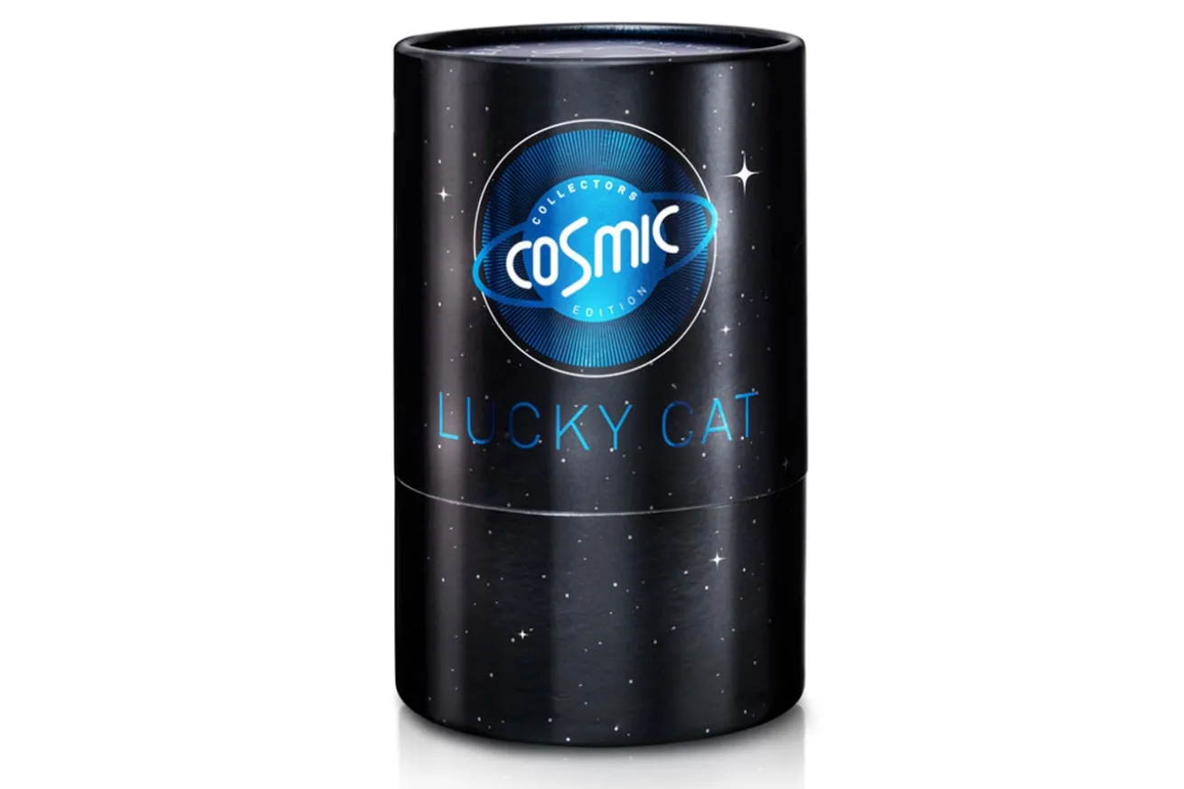 Winkekatze Lucky Cat Cosmic shiny blau